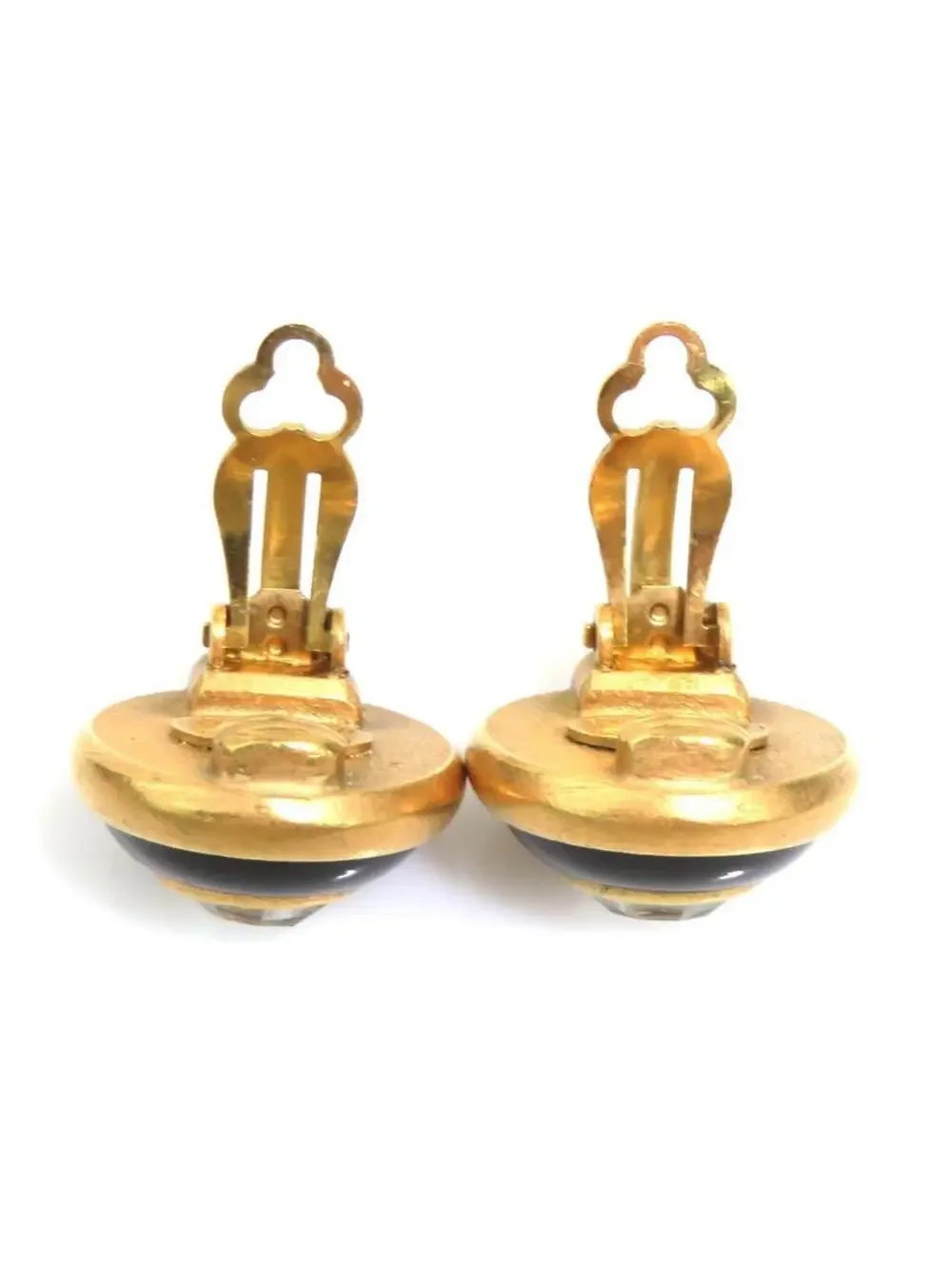 Auth Chanel Vintage Earrings Gold/Black #302720C23B